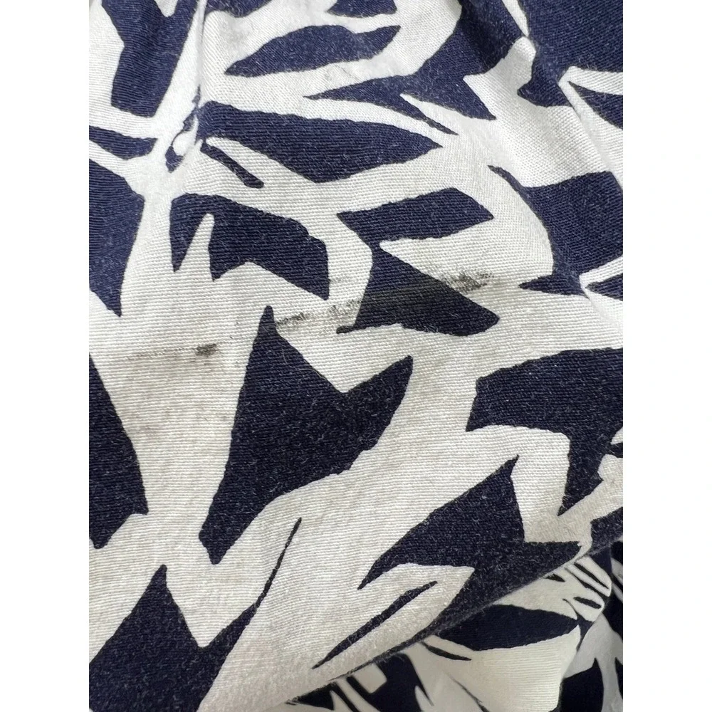 American Living Navy White Floral Fit &‎ Flare Dress Belted Sleeveless Size 10
